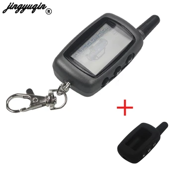 

jingyuqin A6 For LCD Remote Control Key Chain For Russian Vehicle Security Two Way Car Alarm System Starline A91 Keychain+Gift