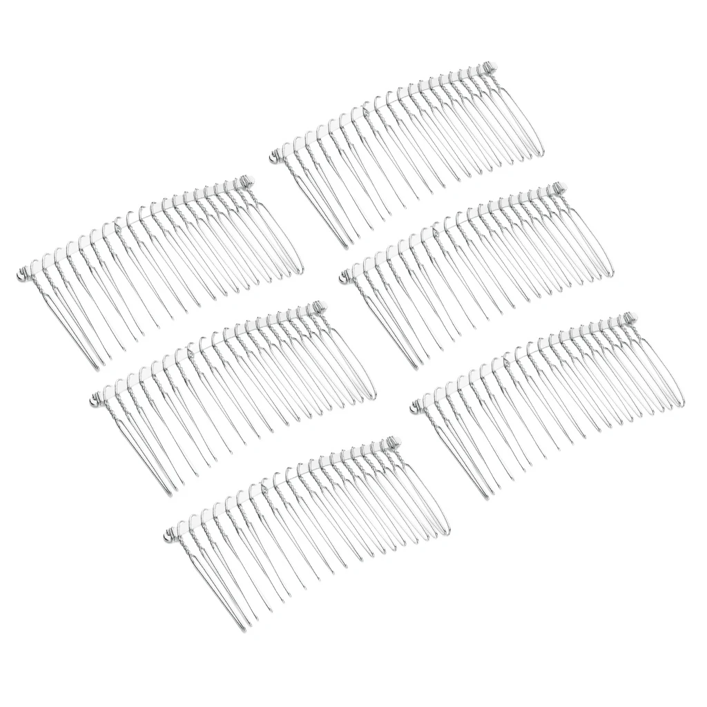 6 Pieces 20 Teeth Hair Clip Combs Metal Wire Hair Combs Wire Twist Bridal Wedding Veil Combs, 1.46 x 2.91 inch
