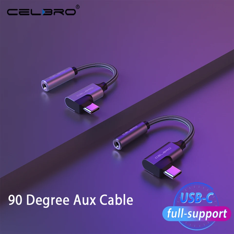 90 degree Type C To 3.5mm aux audio cable Headhone Jack 3.5 AUX USB C
