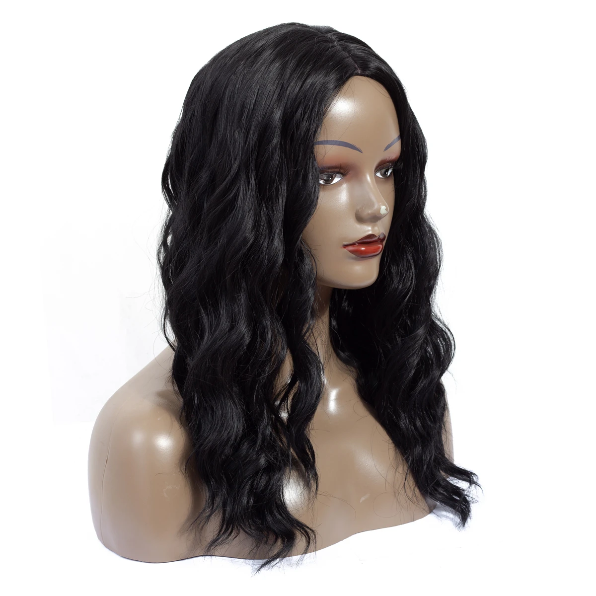 Aigemei Natural Water Wave Wigs with Bang Heat Resistant Fiber Synthetic Wigs For America Africa Women Cosplay