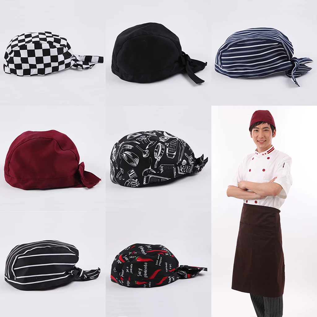 SKULL CAP CHEFS HATS CHEF HAT PROFESSIONAL CATERING CHEF CAP AND CHECK