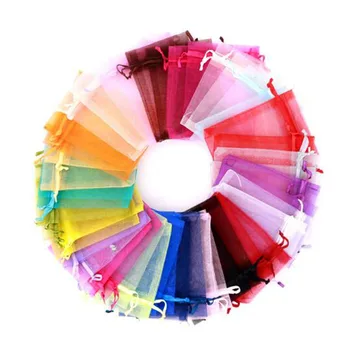 

100pcs/set Yarn Bag Jewelry Candy Gift Bag Cosmetic Drawstring Storage Bag Christmas New Year Wedding Gift Supply