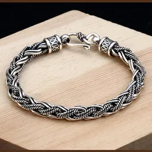 

Sterling Silver Bracelet Men's Fashion Bracelet Popular Jewelry Female Lovers Hip Hop S925 Christmas Gift Punk Style