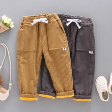 Лидер продаж; Новинка; Сезон Зима; детская одежда в Корейском стиле; Детские повседневные брюки; модные эластичные брюки в полоску для мальчиков; pl