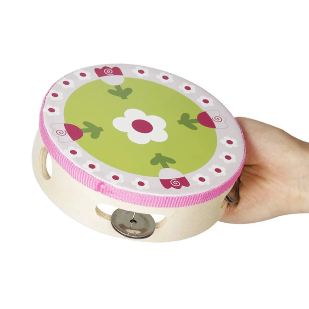 Cute Tambourine Hand Drum Percussion Instrument For Kids Baby Rattle Toys