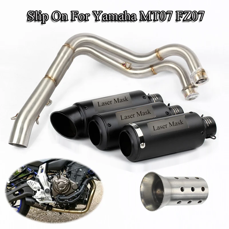 

For Yamaha MT07 Motorcycle Exhaust Modified Slip On Dirt Bike Stainless Steel Front Link Pipe Connecting 51mm Exhaust Tips Pipe