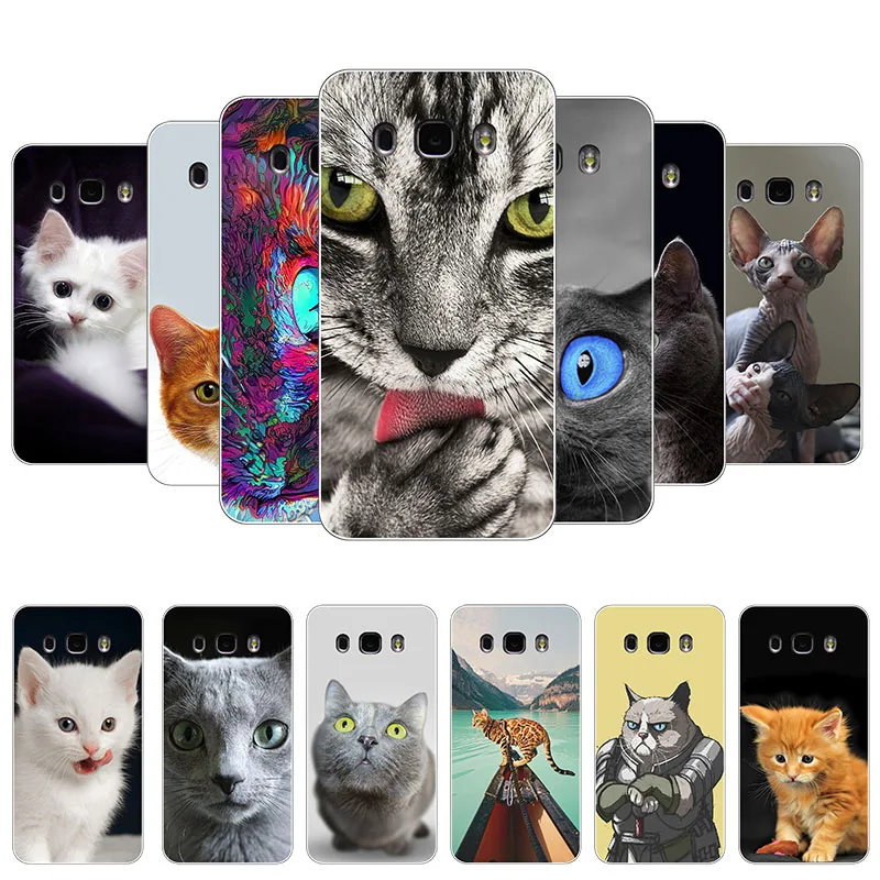 Fashion Cartoon Case For Samsung Galaxy J5 2015 2016 2017 Pro Cat Back Cover Prime G570 back cover | Мобильные телефоны и