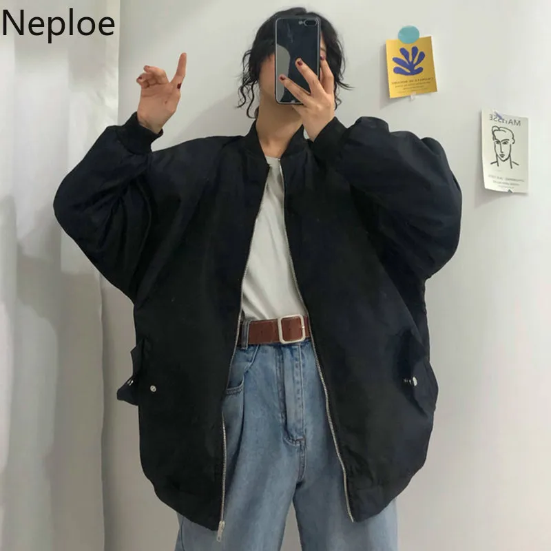 Neploe корейский стиль Harajuku бейсбольная форма Abrigo Mujer свободное студенческое осеннее пальто на молнии однотонная джинсовая куртка 46064