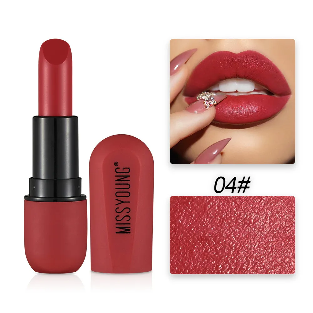 12 Color Sexy Red Brown Lipstick Matte Makeup Waterproof Lip Long Lasting Gloss Mate Black Lip Stick Matte Liquid Lipsticks - Color: 04