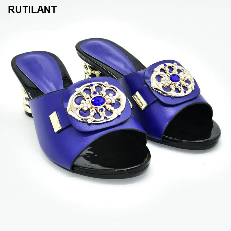 

Nigerian Party Pump Sweet Style for Royal Wedding Party Slingbacks Sandals Woman Peep Toe Square High Heels Ladies Sandals Shoes
