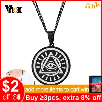 

Vnox Mens Eye of Providence Pendant Necklaces Black Stainless Steel Solar Eclipse Design Male Choker Jewelry