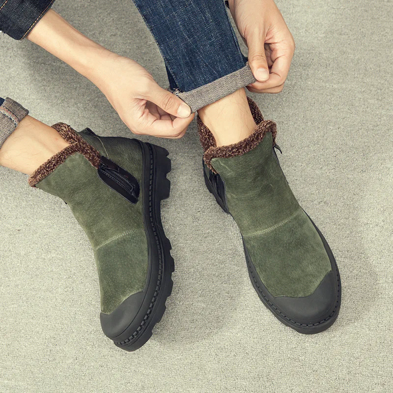 

2019 Autumn And Winter Warm plus Velvet Martin New Style Genuine Leather Men Thick Boots Hight-top Retro 16-30 Days Snow Boots