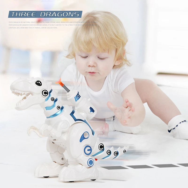 Remote Controls Remote Control Dinosaur Robot For Kids Intelligent Sounds Toys Sprays Mist Walking Electronic Models