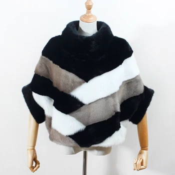 

real mink fur Women pullover short bat sleeves jacket fashion coat can be worn with skirt female keep warm