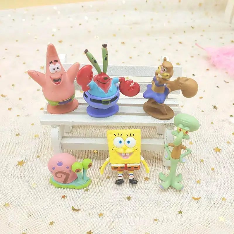 

Anime Sponge-Bob Movie Doll Q Edition Model Cute Model toy Cake Decoration