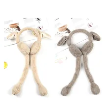 Новинка, модные женские зимние теплые наушники, милые плюшевые наушники с кроличьими ушками, однотонные цветные наушники, мягкие удобные для подарков