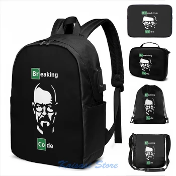 

Breaking Code - White Green on Black Parody Design for Programmers USB Charge Backpack Cosmetic bag Travel laptop bag