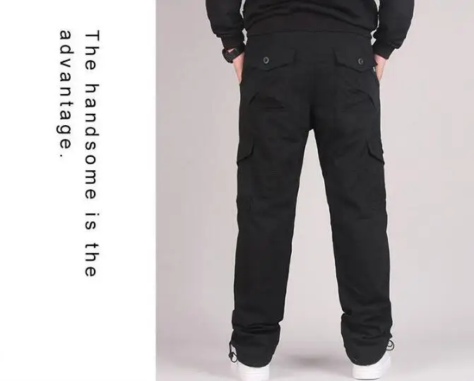 Мужские Зимние флисовые утепленные брюки карго тактические мульти-комбинезоны с карманами мужские армейские свободные брюки армейские военные прямые брюки