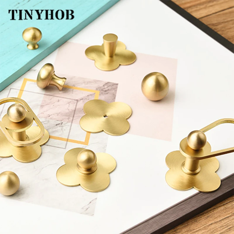 Ручки и ручки для шкафов из твердой латуни различной формы винтажные выдвижные в