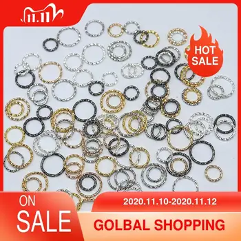 

Mixed Size 100pcs Round Shape Embossing Needlework Open Jump Ring Clasps & Hooks for Beadwork Craft for Earring Jewelry Making