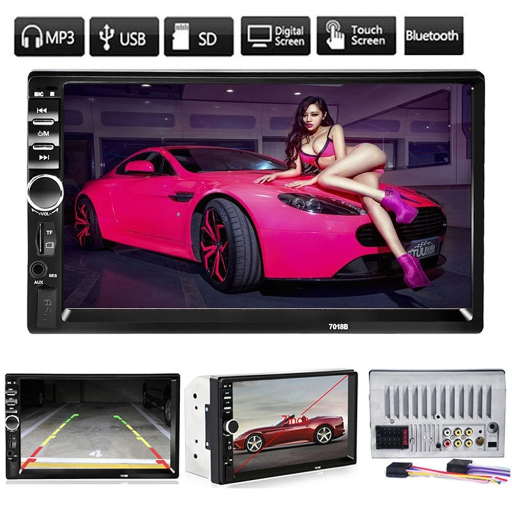 Автомагнитола 2Din общий автомобильный радиоприемник 7 ''lcd сенсорный экран стерео MP5 плеер USB FM Bluetooth аудио поддержка камеры заднего вида 7018B