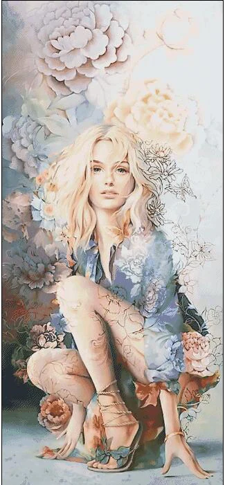 

Victoria Sexy Fashion Lady Girl Woman Maid Clear Picture Top Quality Cross Stitch Kits 14CT Unprinted Embroidered Handmade Art