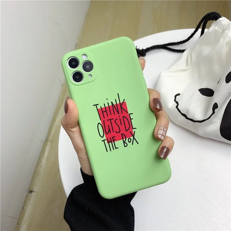 

Camera Protection Silicone Phone Cases For iPhone 11 Pro XS Max XR X 8 7 6 6S Plus SE 2 Matte Word Printed Shockproof Back Cover