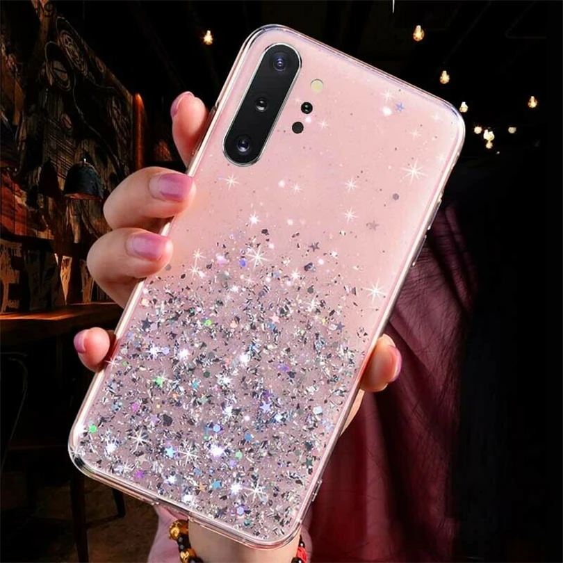 Glitter Crystal Silicone Phone Case For Samsung Galaxy S10E S10 S9 S8 Bling Star Silm Cover Note 8 9 10 Plus |