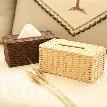 

Drawer tray home living room simple cute creative coffee table retro woven Nordic bathroom tissue box ins wind LB52213