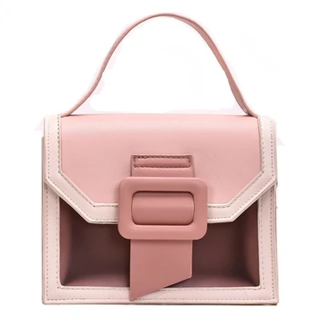 

Contrast Color Leather Crossbody Bags for Women Small Patchwork Female Shoulder Messenger Bag Transparent Ladies' Travel Handbag