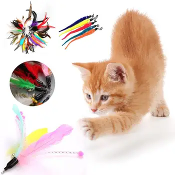 

1PC Cat Stick Feather Replacement Head Cat Funny Toy Telescopic Cat Stick Teaser Wand Interactive Toys Pet Cat Toy DIY Supplies
