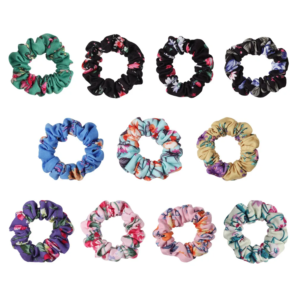 

New Style Floral-Print Intestinal Circle Fabric Printed Does Not Damage Hair Hipster Elastic Hair Ring Korean-style Fashion Flor