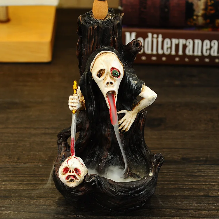 

2019 Incense Holder Shipping Backflow Incense Dream Handicraft Terror Halloween Spoof Wine Home Furnishing Articles Ghost Head