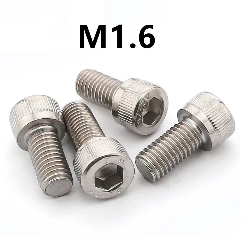 100 шт./лот M1.6x3/4/5/6/8/10/12/16 мм DIN912 винты с шестигранной головкой для велосипеда 304