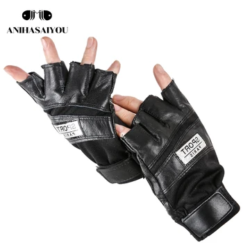 

Outdoor Tactical gloves Military army Shooting Paintball Airsoft Genuine Leather black Half Fingerless gloves-1311