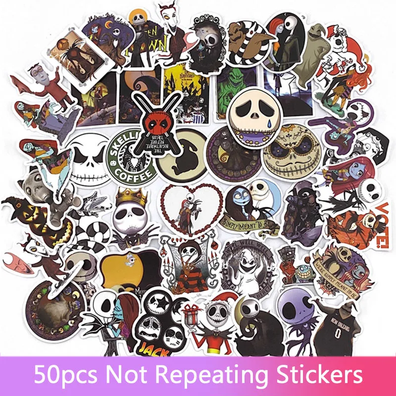

50pcs Tim Burton's Corpse Bride Stickers Nightmare Before Christmas Motorcycle Phone Laptop Graffiti Stickers Decals gift toys