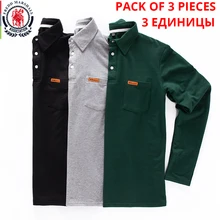 Fredd Marshall 3-Pack хлопковая Мужская рубашка поло с длинным рукавом классическая простая рубашка-поло деловые повседневные топы Плюс Размер M-3XL