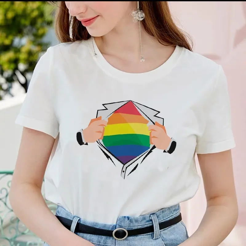 Женская футболка с надписью Lgbt Gay Pride Harajuku принтом Rainbow Love Is Kawaii женская | одежда