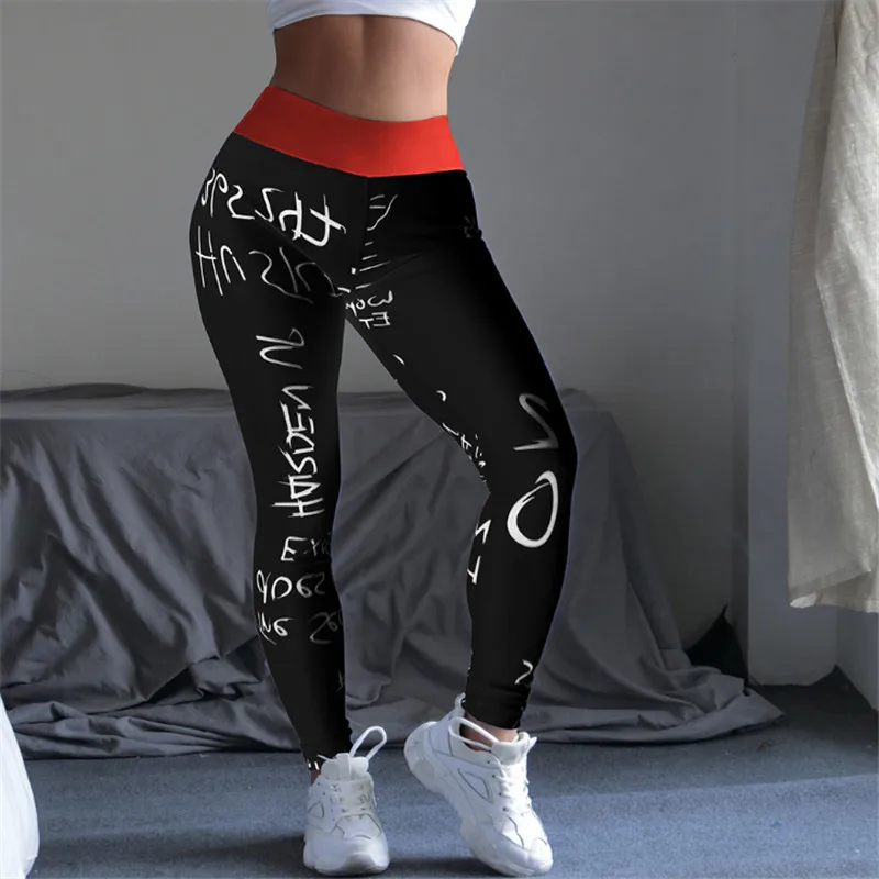 Леггинсы для спортзала женские штаны для йоги для фитнеса эластичные колготки для бега с высокой талией с принтом пуш-ап спортивные Леггинсы женские Леггинсы для йоги