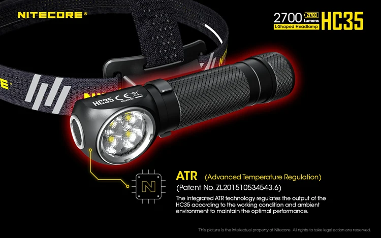 NITECORE HC35 2700 Люмен USB Перезаряжаемый налобный фонарь+ 4000 мАч NL2140HP Аккумулятор для наружной охоты, пешего туризма, CREED светодиодный налобный фонарь