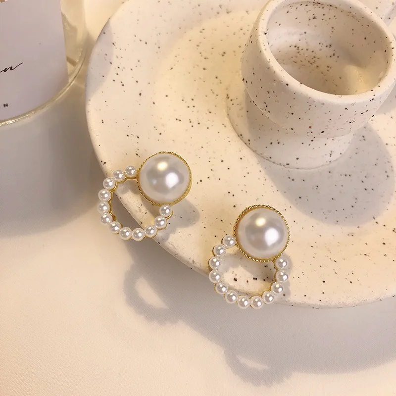 2021 Korean New Simple Geometry Earrings Fashion Temperament Sweet Pearl Flower Earrings Female Jewelry Party Gift - Image 5
