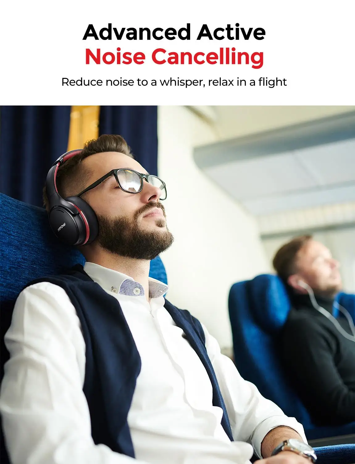 Mpow H19 IPO Noise Canceling Bluetooth Headset Foldable Design Rapid Charge Wireless Earphone with CVC 8.0 Mic 35 Hours Playtime