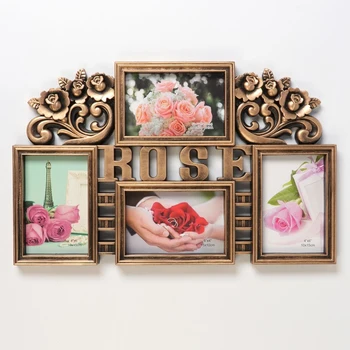 

Photo frame plastic for 4 photos 10x15 cm "Roses" gold 28.5x45.5 cm 3442408
