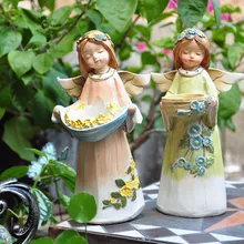 2 шт./компл. ручная роспись сад Ангел подсвечник садовая Терраса Сад декоративные украшения из смолы подарок на новоселье M3184