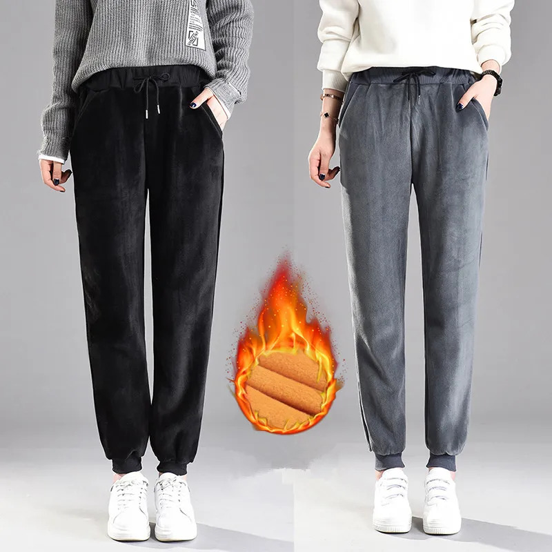 

Women Winter High Waist Pencil Pants Fashion Warm Solid Gold Fleece Trousers Casual Warm Thicken Pants Pleuche Streetpants P9143