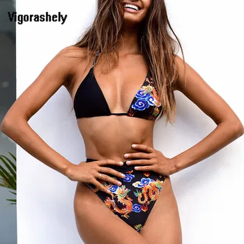 

Vigorshely 2020 Vintage Sexy Print Bikini Set Swimsuit Female Push UP Swimwear Women High Waist Bikini Bathing Suit Biquini Swim