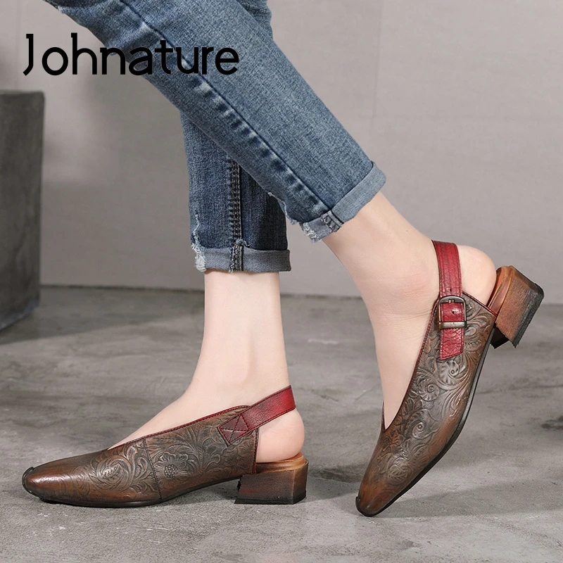Женские босоножки на платформе Johnature повседневные из натуральной кожи с ремешком