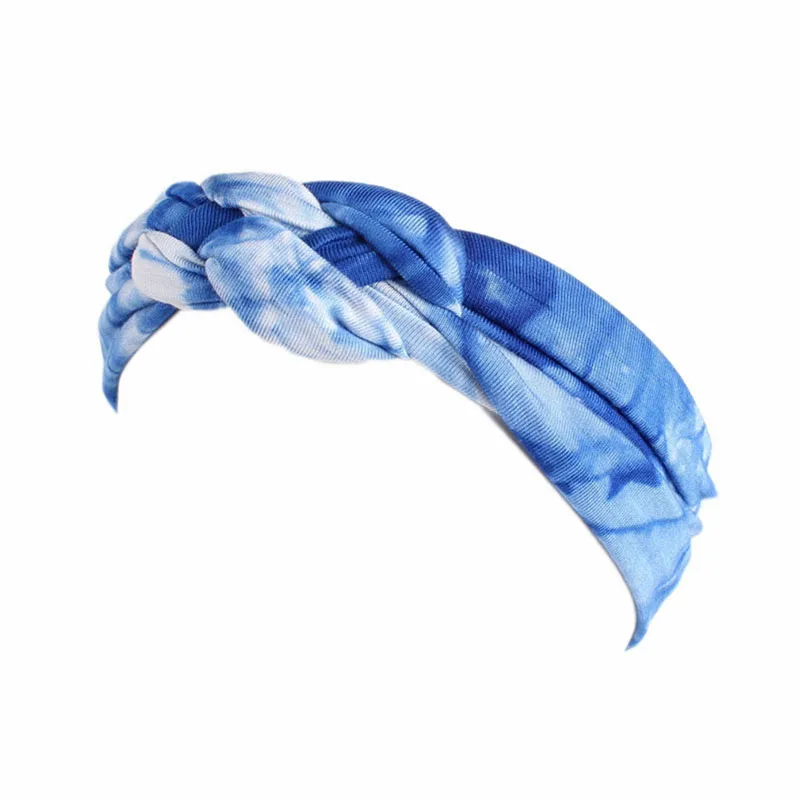 Royal blue Галстук-краска китайский узел Женская головная повязка этнический градиент Модальная Женская лента аксессуары для волос - Цвет: Royal blue