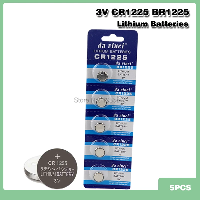 Batería de litio CR1225 de 3v, 5 uds., LM1225 BR1225 ECR1225 KCR1225, relojes de juguete, calculadoras, botón, batería de células de monedas