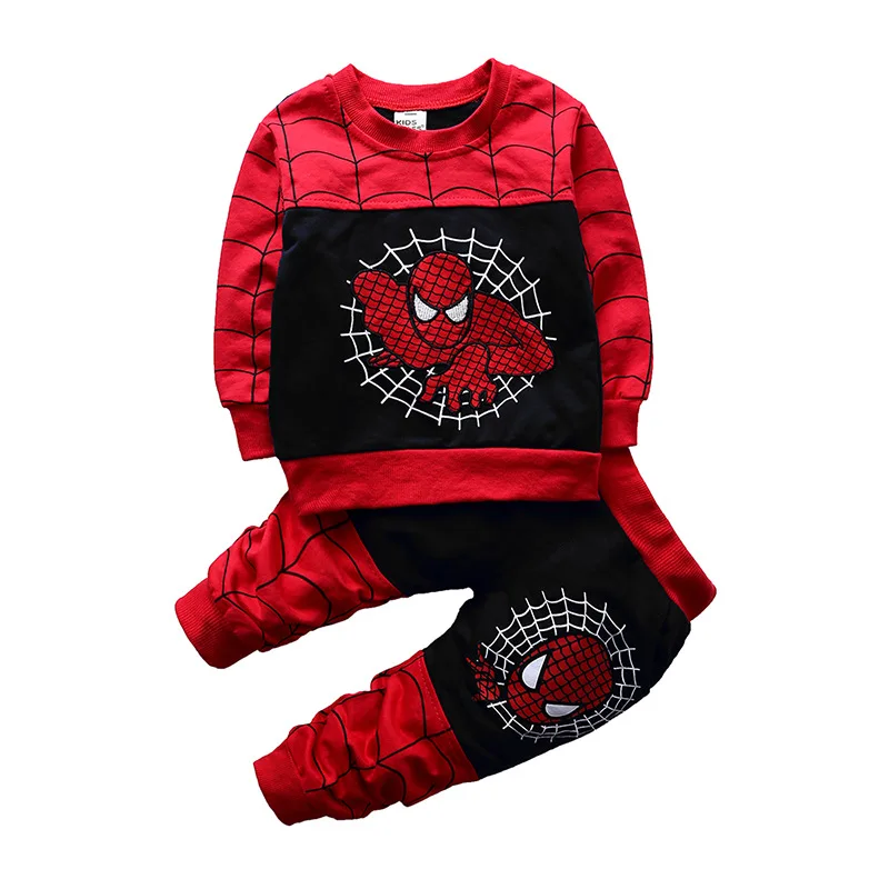 Комплекты одежды для детей 1-4 лет, комплект одежды для младенцев с рисунком Человека-паука, толстовки с капюшоном для маленьких мальчиков, 3 предмета, пальто+ брюки